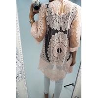 Freyda Baby pink floral crochet cardi