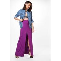 Front Split Jersey Maxi Skirt - violet