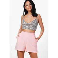 Frill Pocket Tailored Shorts - blush