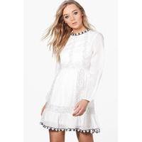 Freyja Lace & Crochet Panel Dress - ivory