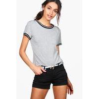 Fray Hem Denim Hotpants - black