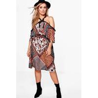 Freya Open Shoulder Printed Dress - multi