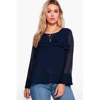 Freya Frill Detail Shift Top - navy