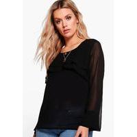 Freya Frill Detail Shift Top - black