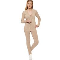 freda knitted ribbed loungewear set stone