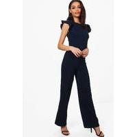 frill sleeve jumpsuit navy