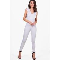 frill detail tailored jumpsuit dove