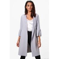 Frill Sleeve Duster - grey