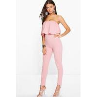 Frill Bandeau Slim Leg Jumpsuit - peach