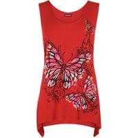Freda Butterfly Hanky Hem Vest - Red