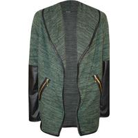 freya long sleeve wet look waterfall cardigan green