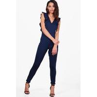 Frill Detail Tailored Jumpsuit - navy