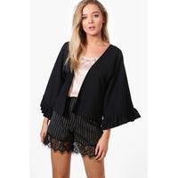 frill sleeve edge to edge jacket black