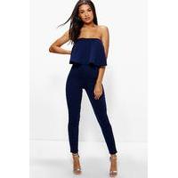 frill bandeau slim leg jumpsuit navy