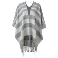 Fringed Poncho (Greys / One Size)