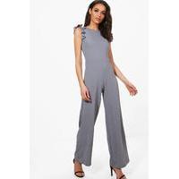 Frill Sleeve Jumpsuit - grey