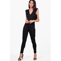 frill detail tailored jumpsuit black