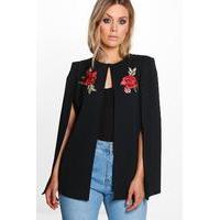 Freya Embroidered Cape Jacket - black