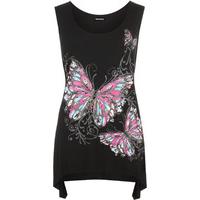 Freda Butterfly Hanky Hem Vest - Black