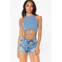 frankie sequin detail denim shorts