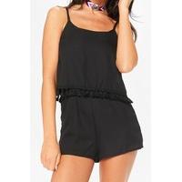 Frankie Black Tassel Hem Playsuit