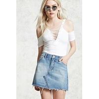 frayed denim skirt