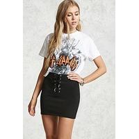 French Terry Lace-Up Mini Skirt