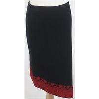 french connection size 10 black skirt with red embroidery