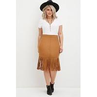 fringed faux suede skirt