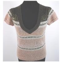 French Connection Size S Mohair Mix Brown/Blush pink Cropped Jumper