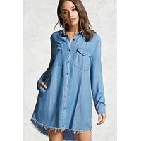 Frayed Hem Denim Mini Dress