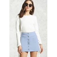 Frayed Button-Down Mini Skirt