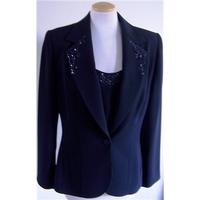 Frank Usher Womens size 10 black suit jacket with matching vest top