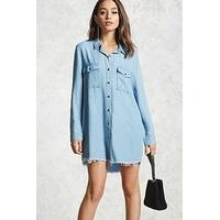 Frayed Hem Denim Mini Dress