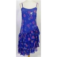 frank usher blue sleeveless dress with sequins size 10