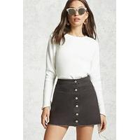 Frayed Button-Down Mini Skirt