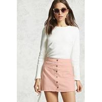 Frayed Button-Down Mini Skirt