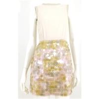 French Connection Size 6 Blush Cream Sequin Effect Cocktail Dress