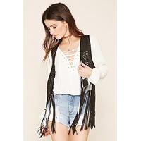 fringed faux suede gilet