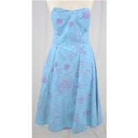 Fred Sun - Size 12 (EU 40) - Blue & Fuchsia - Floral Print Strapless Dress