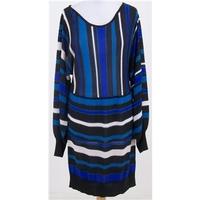 french connection size 14 blue mix striped knitted dress