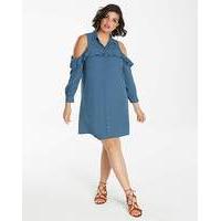 frill front shirt dress