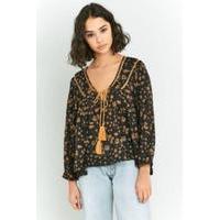 Free People Never A Dull Moment Floral Blouse, BLACK