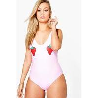 Frankie Strawberry Scoop Neck Swimsuit - pink