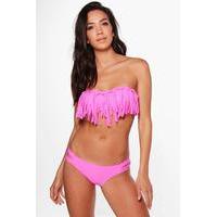 Fringed Bandeau Bikini - purple