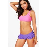 frill crop bikini purple