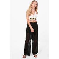 Fringed Lace Trouser - black