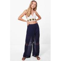 Fringed Lace Trouser - blue