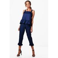 Frill Detail Tailored Trouser - navy