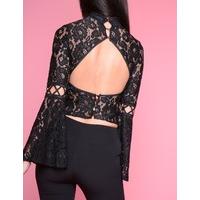 FREYA - Black Long Sleeved Lace Top